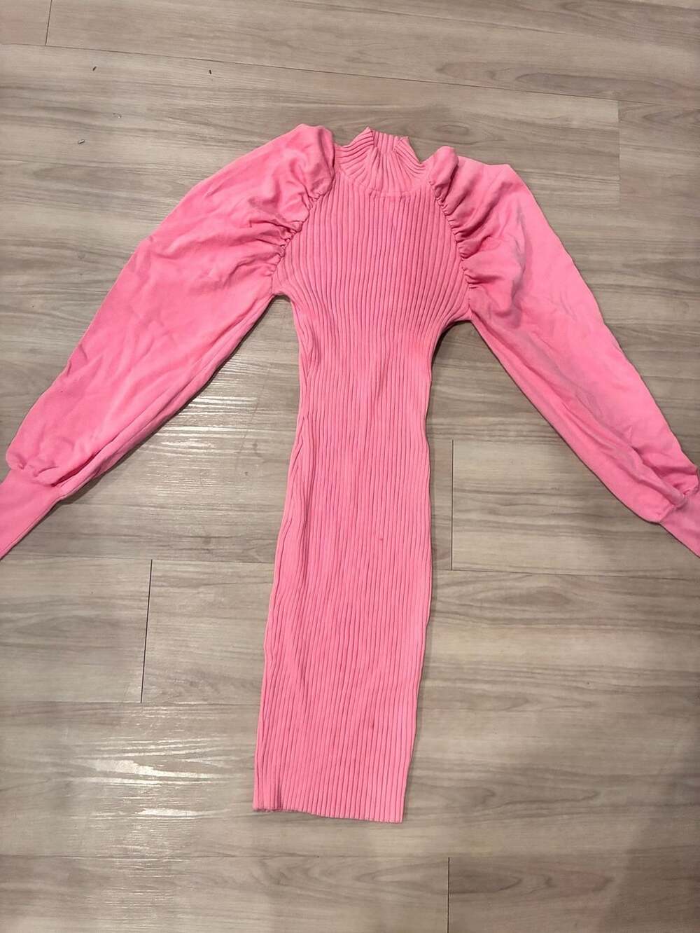 Fashion Nova Ribbed Midi Dress Size Xl Pink Mock Neck